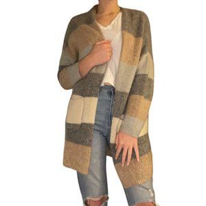 Striped Fuzzy Long Cardigan